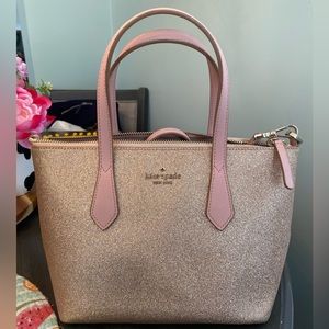 Small Pink glitter Kate Spade crossbody purse